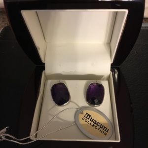 Museum collection earrings amethyst real gemstone